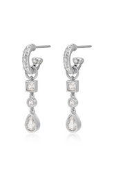 LUV AJ Bezel Stone Charm Huggies