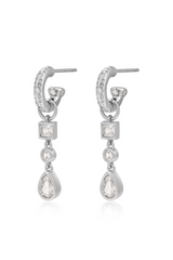 LUV AJ Bezel Stone Charm Huggies