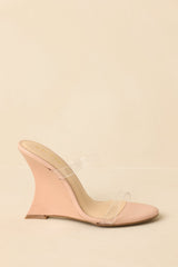 Walk of Fame Beige Clear Wedge Heels
