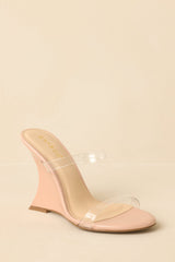Walk of Fame Beige Clear Wedge Heels
