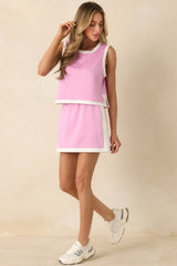 In Good Form Orchid Pink Stretch Knit Contrast Trim Top