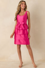 Prosperina Aveline Hot Pink Bow Mini Dress