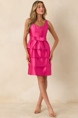 Prosperina Aveline Hot Pink Bow Mini Dress