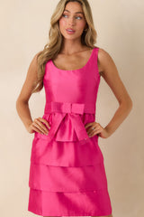 Prosperina Aveline Hot Pink Bow Mini Dress