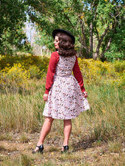 Butterfly Vintage Sleeveless Dress in Cream