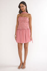 Sunset Serenade Embellished Strapless Top Rose
