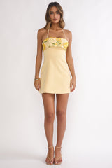Sunbeam Kiss Foldover Floral Bust Mini Dress Butter