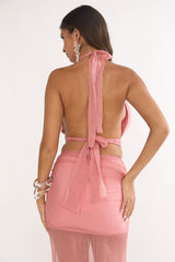 Jazmin Halterneck Crop Top Peach