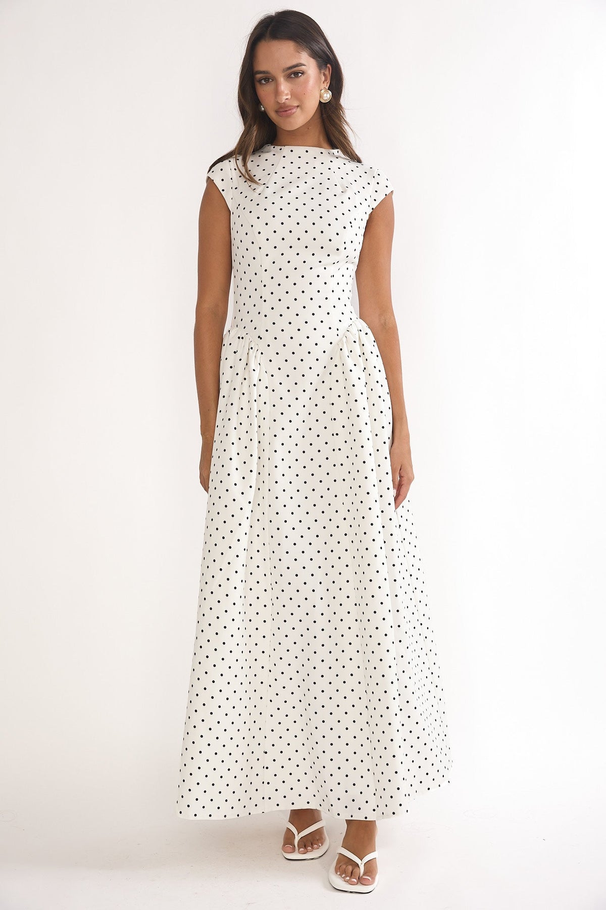 Lynnie Cap Sleeve Maxi Dress Polka Dot