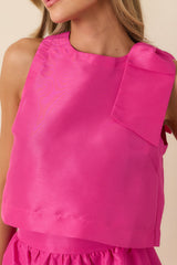 Worth the Chase Fuchsia Structured Bow Detail Sleeveless Top