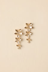 Bloom Theory Gold Tiered Sculpted Flower Drop Earrings