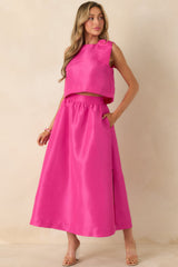 Worth the Chase Fuchsia Pink Structured Maxi Skirt
