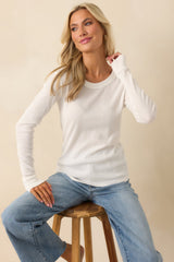 Simplicity Always Works Ivory Long Sleeve Crew Neck Top