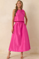 Worth the Chase Fuchsia Pink Structured Maxi Skirt
