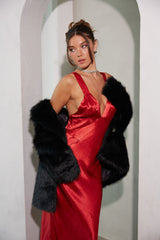 Illianna Open Back Satin Maxi Dress