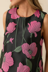 Floral Agenda Black Multi Floral Jacquard Sleeveless Top