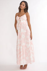 Darelle Tied Bodice Maxi Dress Floral Pink