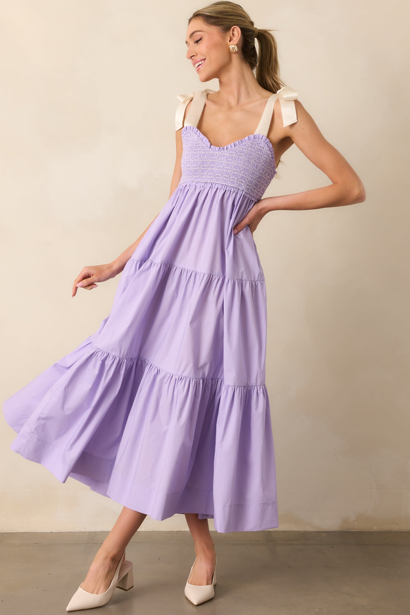 The Felicity Lavender Cotton Midi Dress – heylulus
