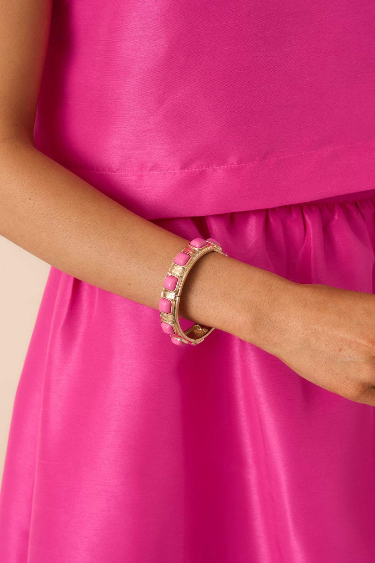 Rosy Reflections Pink & Gold Stretch Bracelet