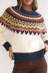 Irelia Long Sleeve Knit Top Ivory Multi