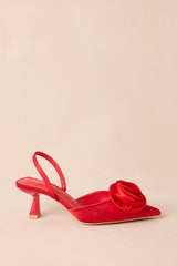 The Beats Of My Heart Red Slingback Kitten Heels