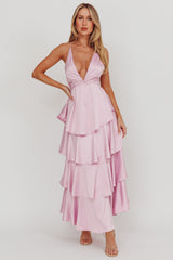 Auguste Tiered Frill Strappy Back Dress Lilac