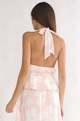 Under The Moons Tied Front Halter Top Floral