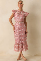 Laced In Compliments Soft Pink Lace Short Sleeve Maxi Dress