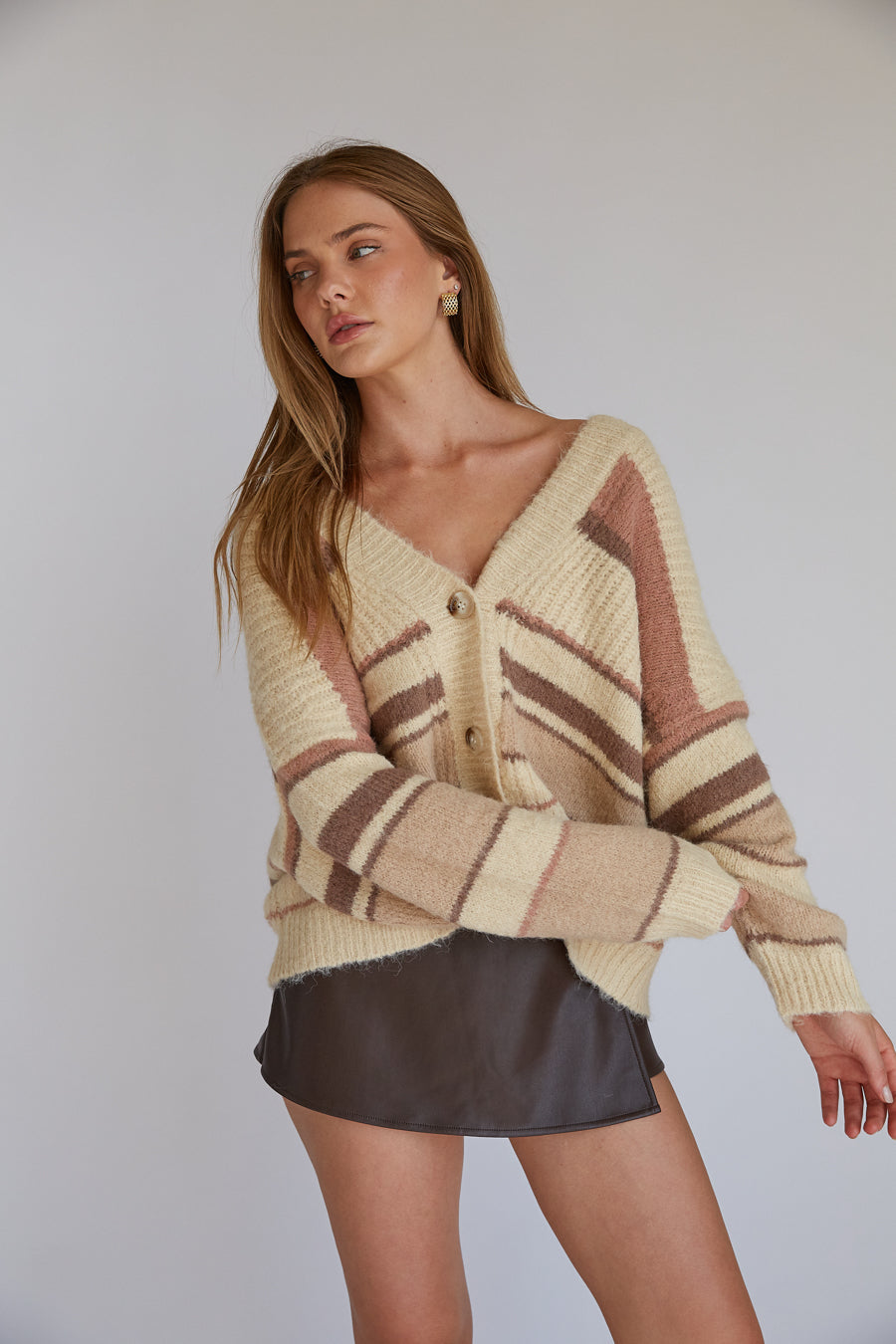 Alden Stripe Knit Button Up Cardigan