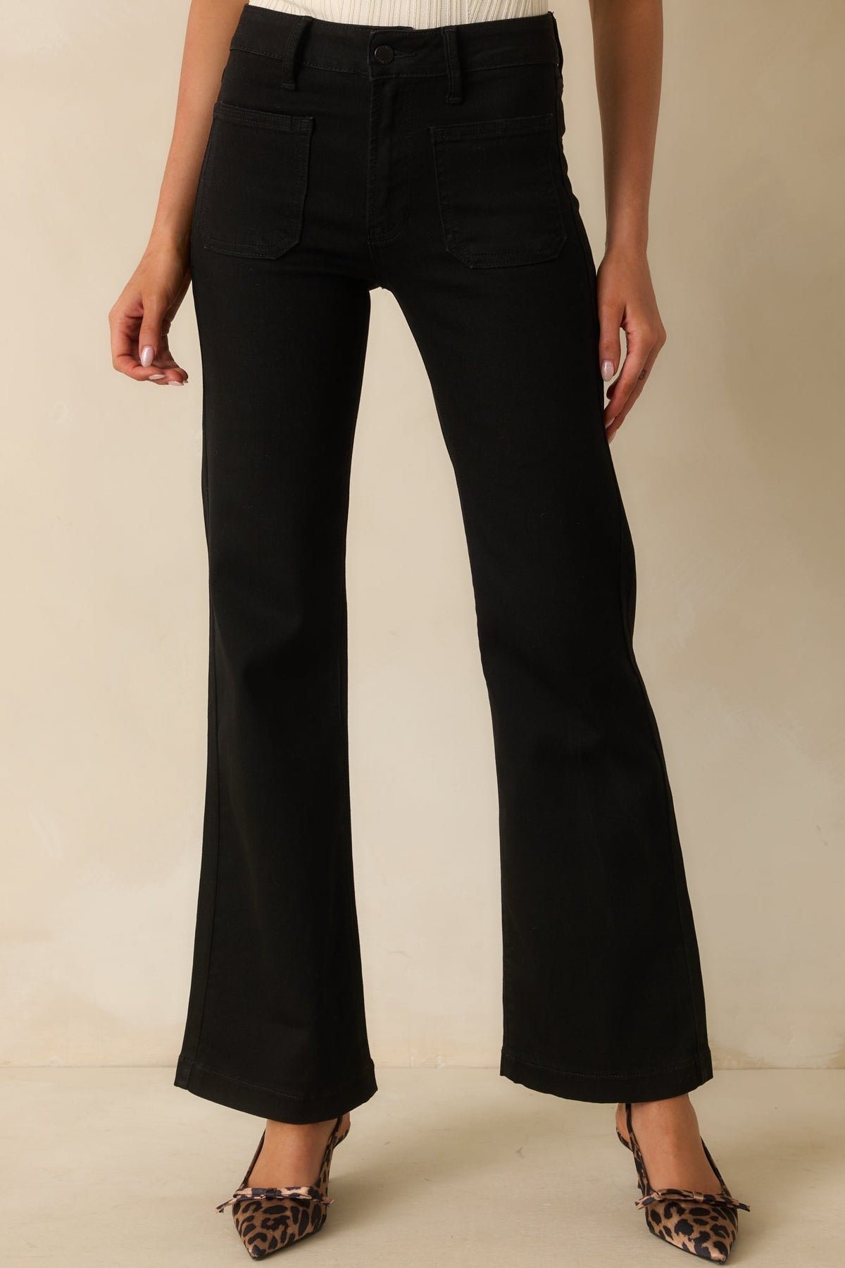 Never Let You Down Black Cotton High Waisted Flare Jeans