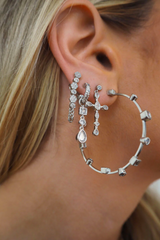 LUV AJ Bezel Stone Charm Huggies
