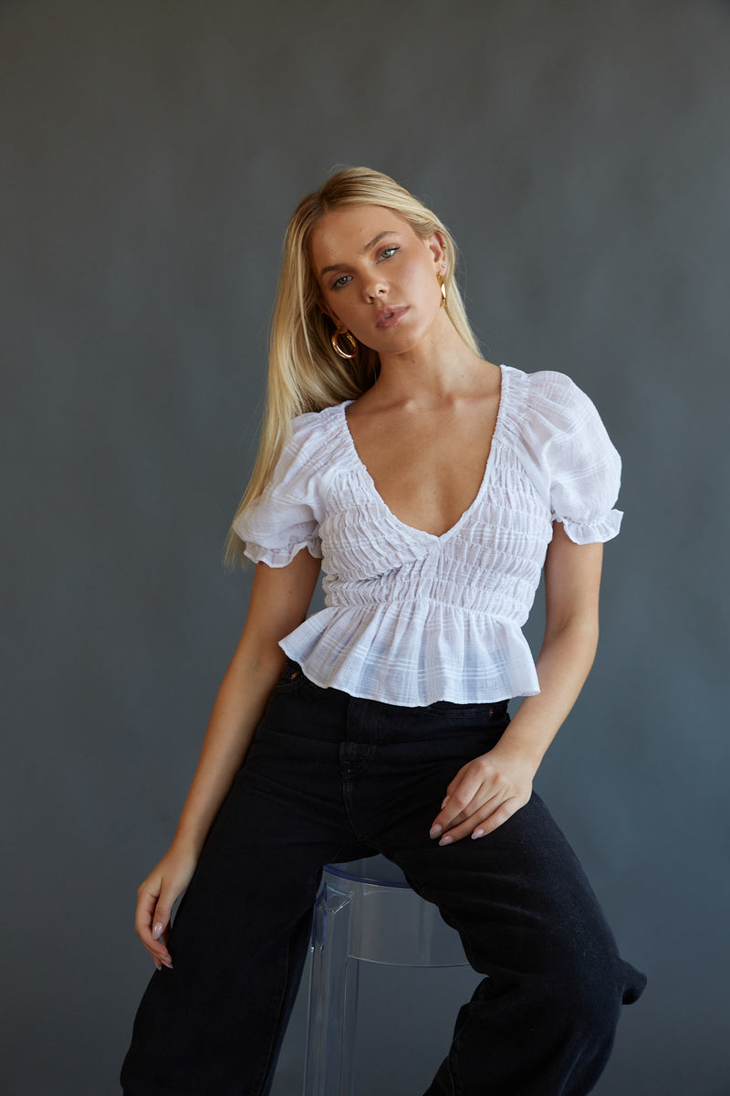Melissa Puff Sleeve Crop Top