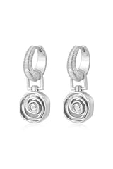 LUV AJ Rosette Coil Charm Hoops